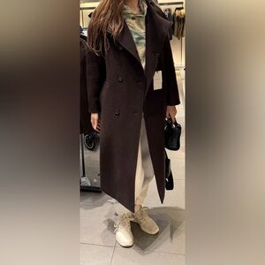 Zara Dark Brown Pea Coat for Women